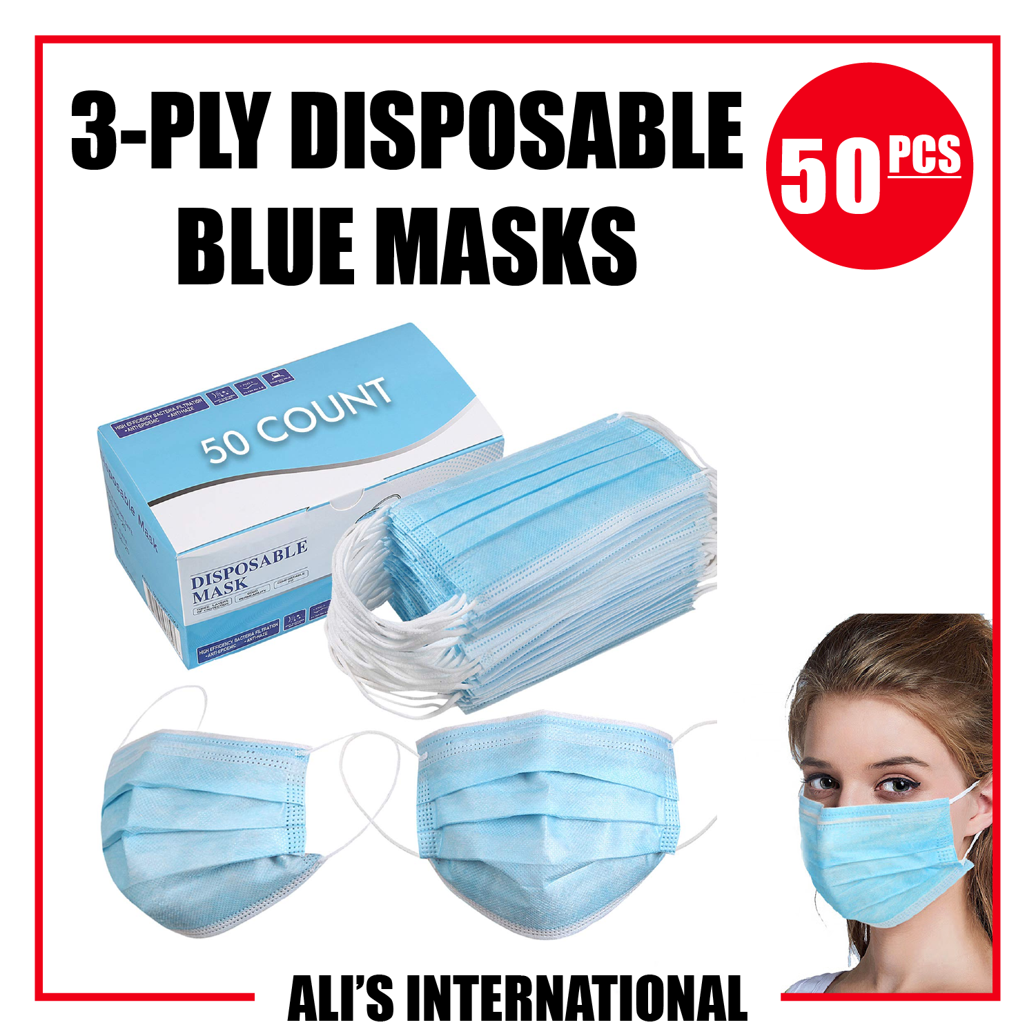 3ply Disposable Face Masks (50pcs)