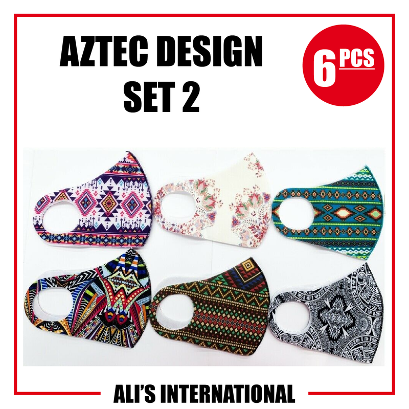 Aztec Design Fashion Face Masks: SET 2 - 6 Pcs