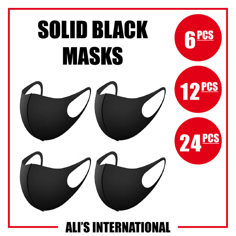 Solid Black Polyester Masks - 6/12/24 Pcs