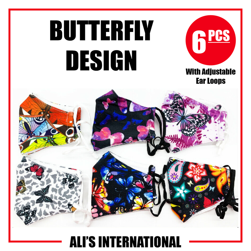 Butterfly Design Kids Fashion Face Masks - 6 Pcs