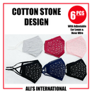 Cotton Stone Design Fashion Face Masks - 6 Pcs