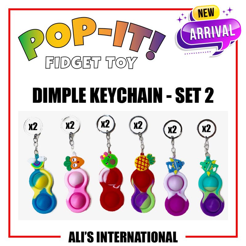Dimple Keychain Pop-It Fidget Toy: SET 2 - 12 Pcs