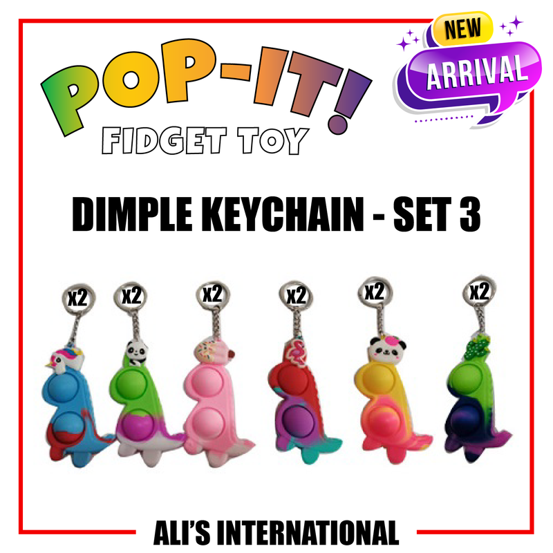 Dimple Keychain Pop-It Fidget Toy: SET 3 - 12 Pcs