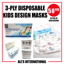 3-Ply KIDS DESIGN Disposable Face Masks - 50 Pcs