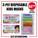3-Ply KIDS MULTICOLOR Disposable Face Masks - 50 Pcs