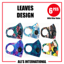 Leaves Design Fashion Face Masks - 6 Pcs