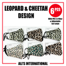 Leopard Cheetah Design Fashion Face Masks - 6 Pcs