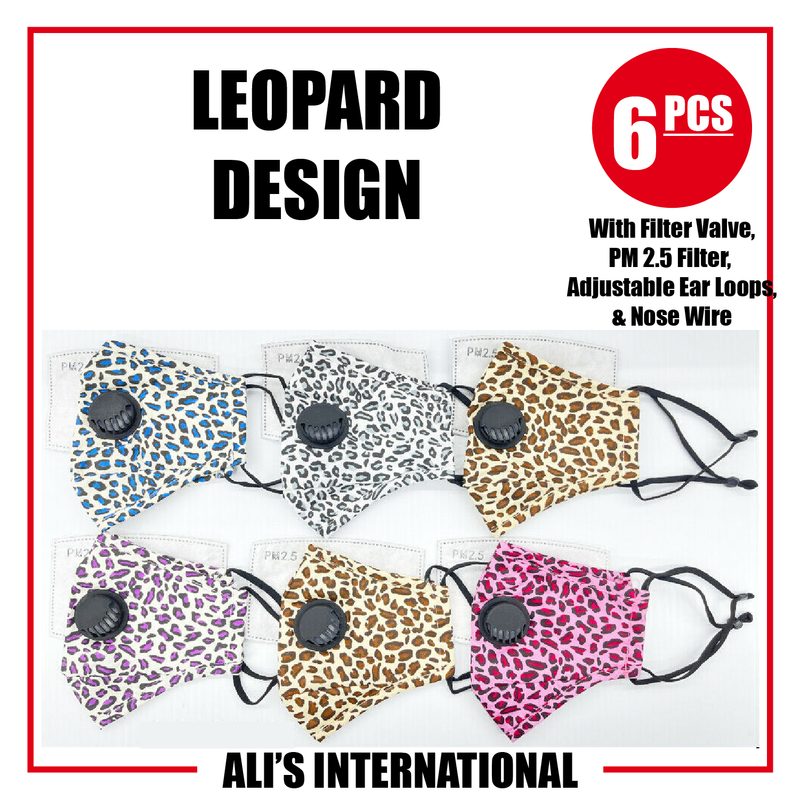 Leopard Design Fashion Face Masks - 6 Pcs