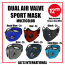 Dual Air Valve Sport Face Masks: Multicolor - 12 Pcs