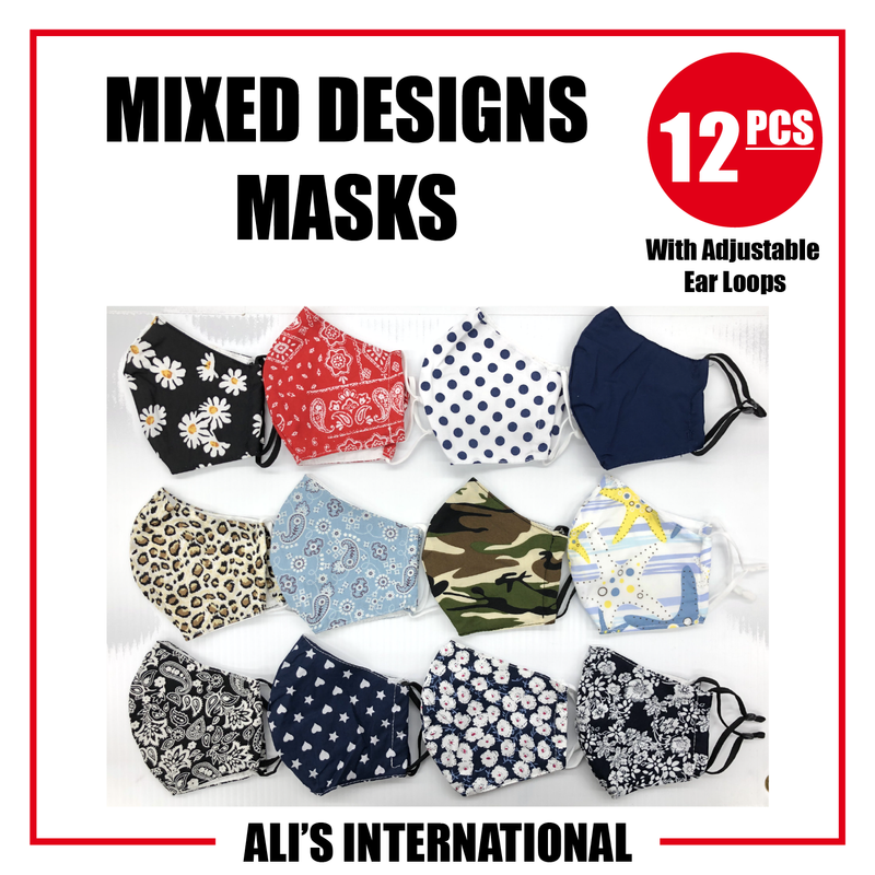 Mixed Designs Fashion Face Masks - 12 Pcs