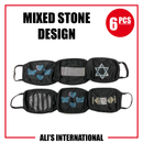 Mixed Stone Design Fashion Face Masks - 6 Pcs