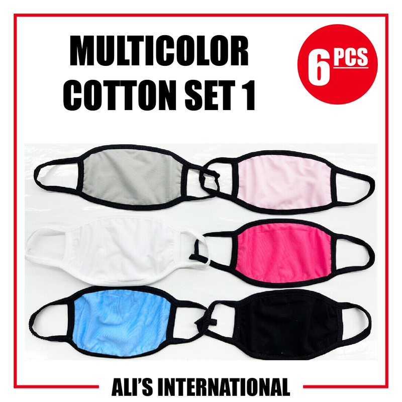 Multicolor Cotton Fashion Face Masks: SET 1 - 6 Pcs