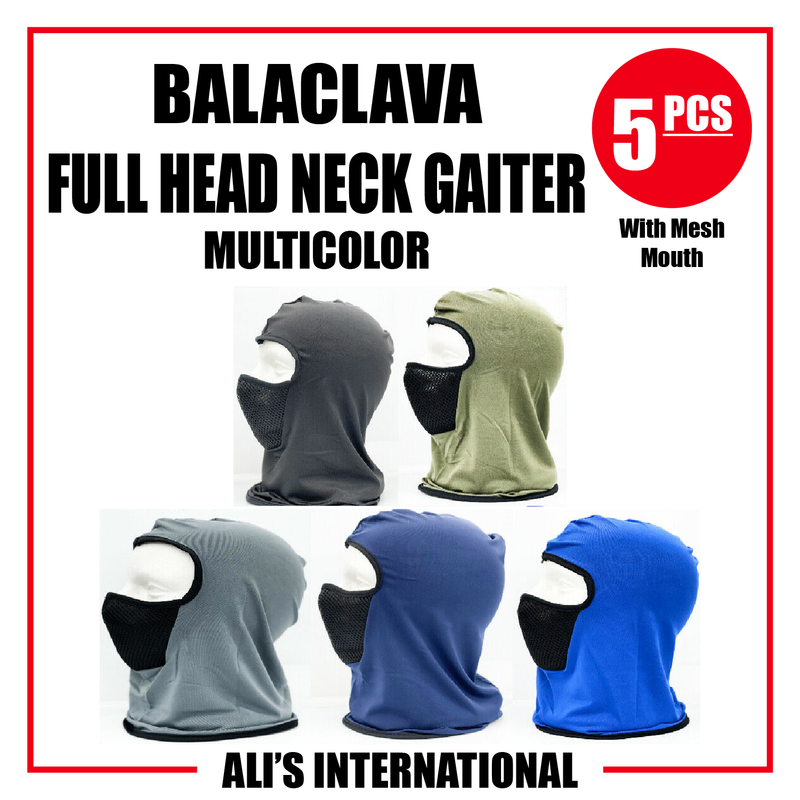 Balaclava Full Head Neck Gaiter: Multicolor - 5 Pcs