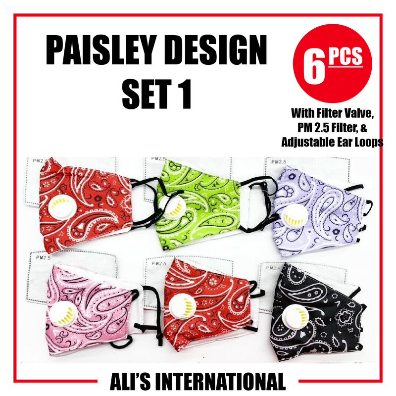 Paisley Design Fashion Face Masks: SET 1 - 6 Pcs