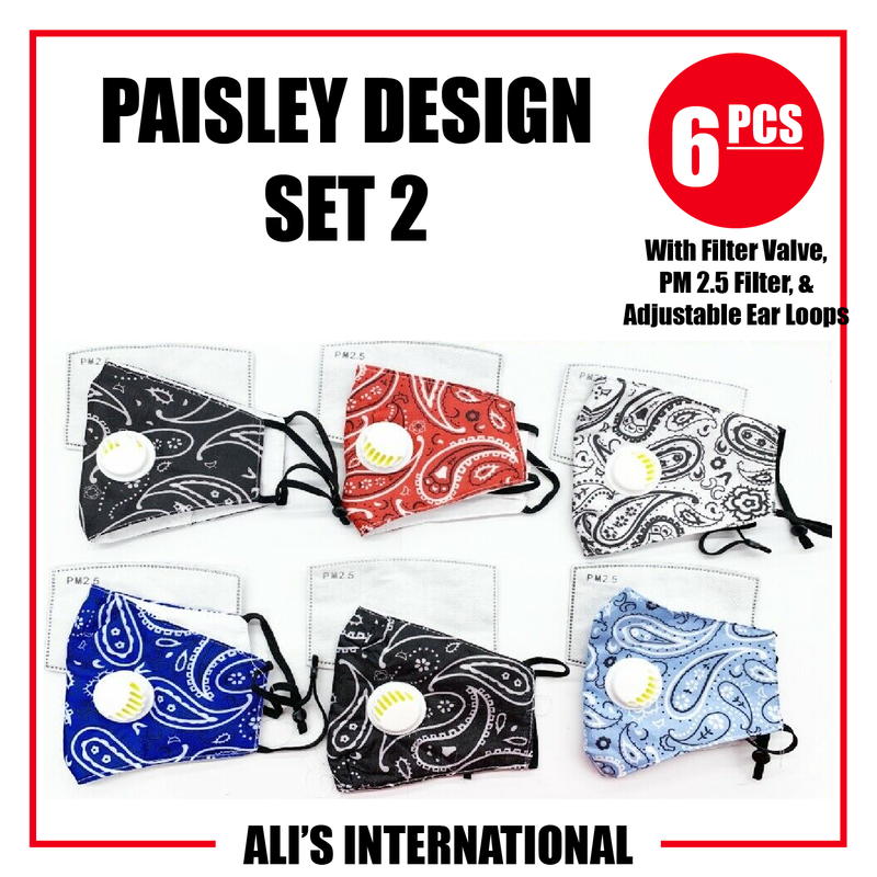 Paisley Design Fashion Face Masks: SET 2 - 6 Pcs