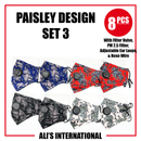 Paisley Design Fashion Face Masks: SET 3 - 8 Pcs