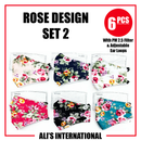 Rose Design Fashion Face Masks: SET 2 - 6 Pcs