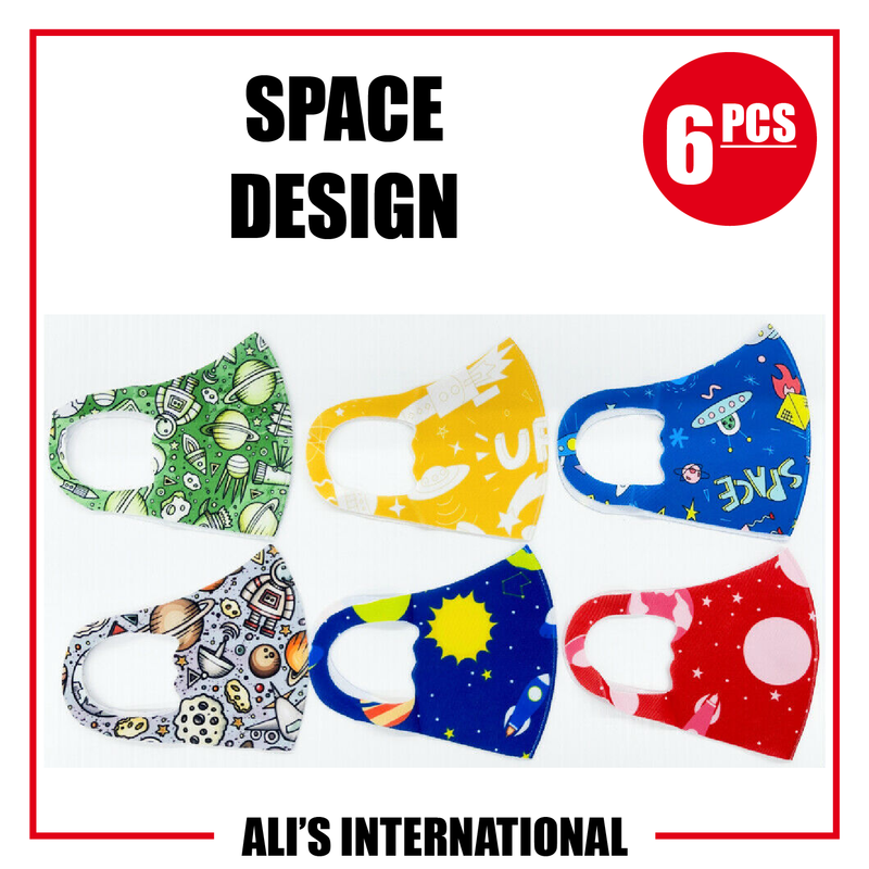 Space Design Kids Fashion Face Masks - 6 Pcs