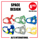 Space Design (W/ Filter) Kids Fashion Face Masks - 6 Pcs