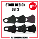 Stone Design Fashion Face Masks: SET 2 - 6 Pcs