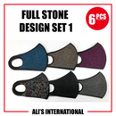 Full Stone Design Fashion Face Masks: SET 1 - 6 Pcs