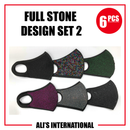 Full Stone Design Fashion Face Masks: SET 2 - 6 Pcs